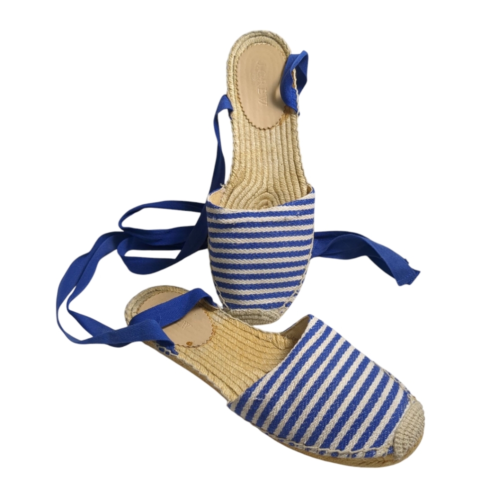 J.Crew Striped d'Orsay Lace-up Espadrilles Sandals Size 9.5